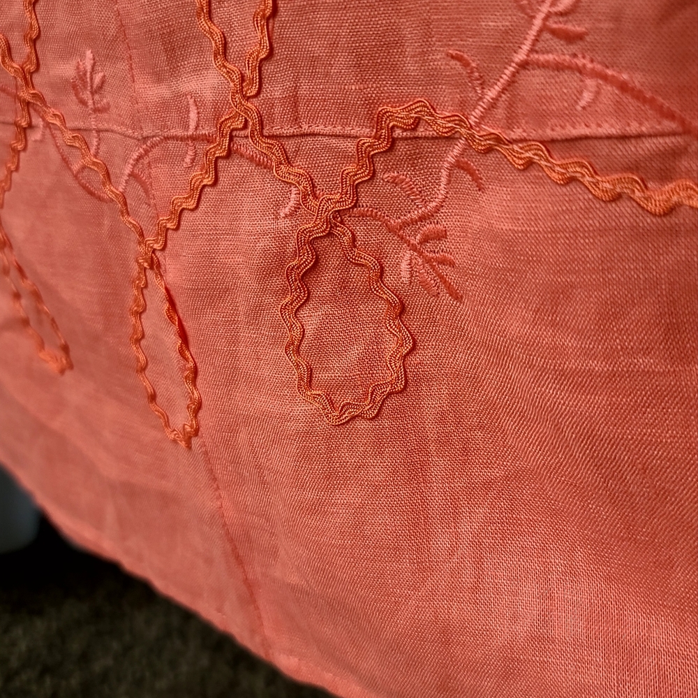 E-col-o-gie tangerine linen embroidered skirt sz10 - Picture 3 of 10